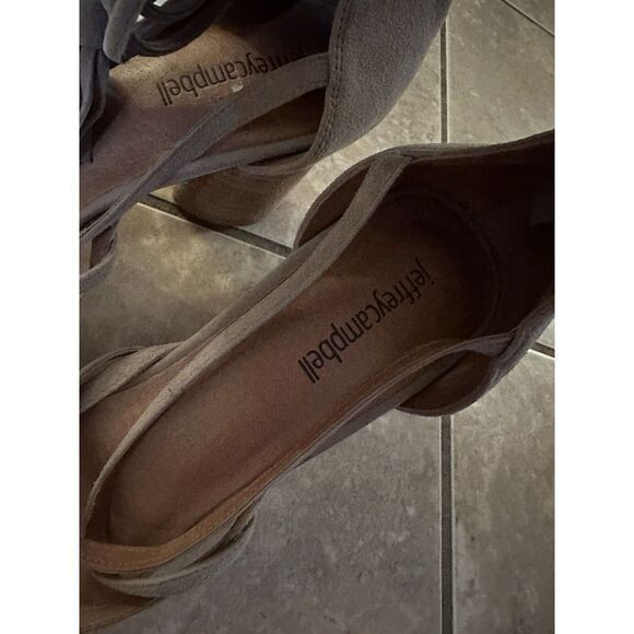 Jeffrey Campbell 9.5 Suede Fringe Tassel Block Sandals - Picture 3 of 6